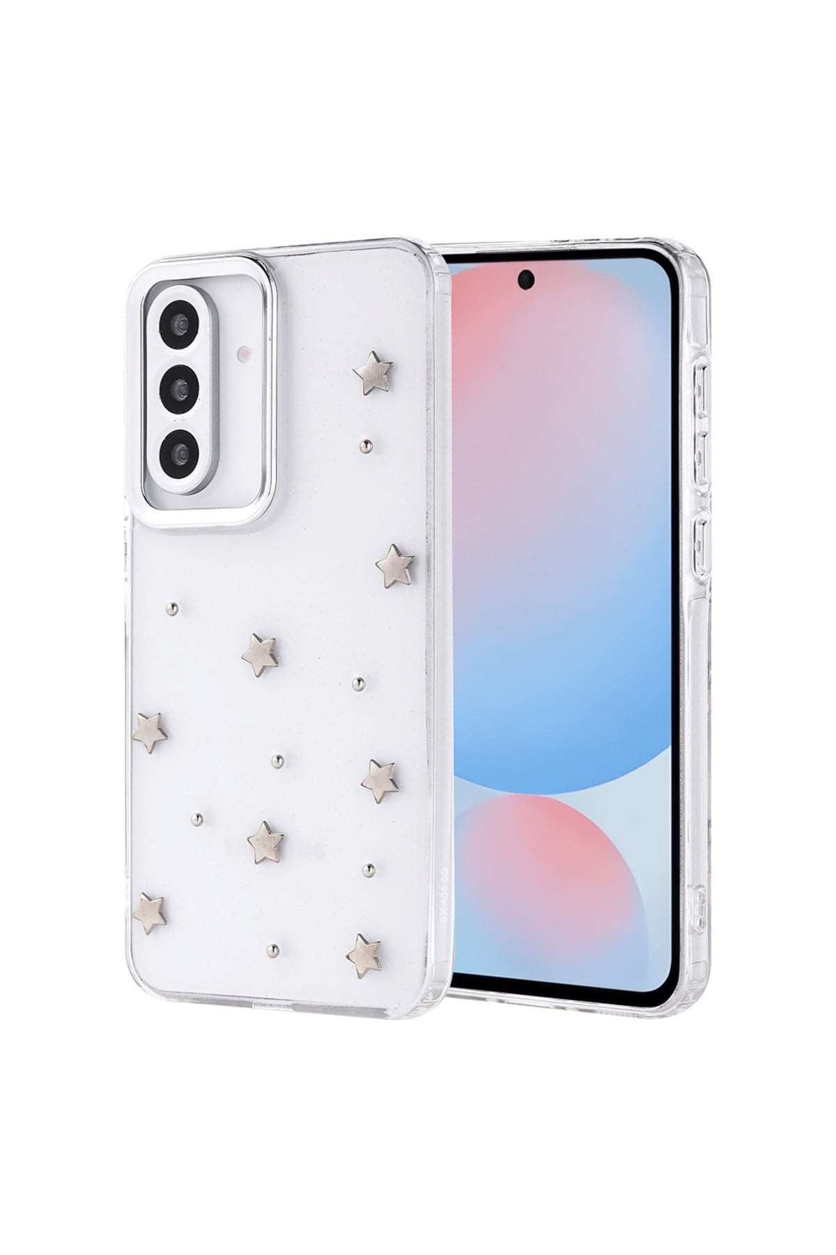 Galaxy A56 Kılıf Airbag Tasarımlı Simli Şeffaf NVTH Kutup Kapak - Yıldız