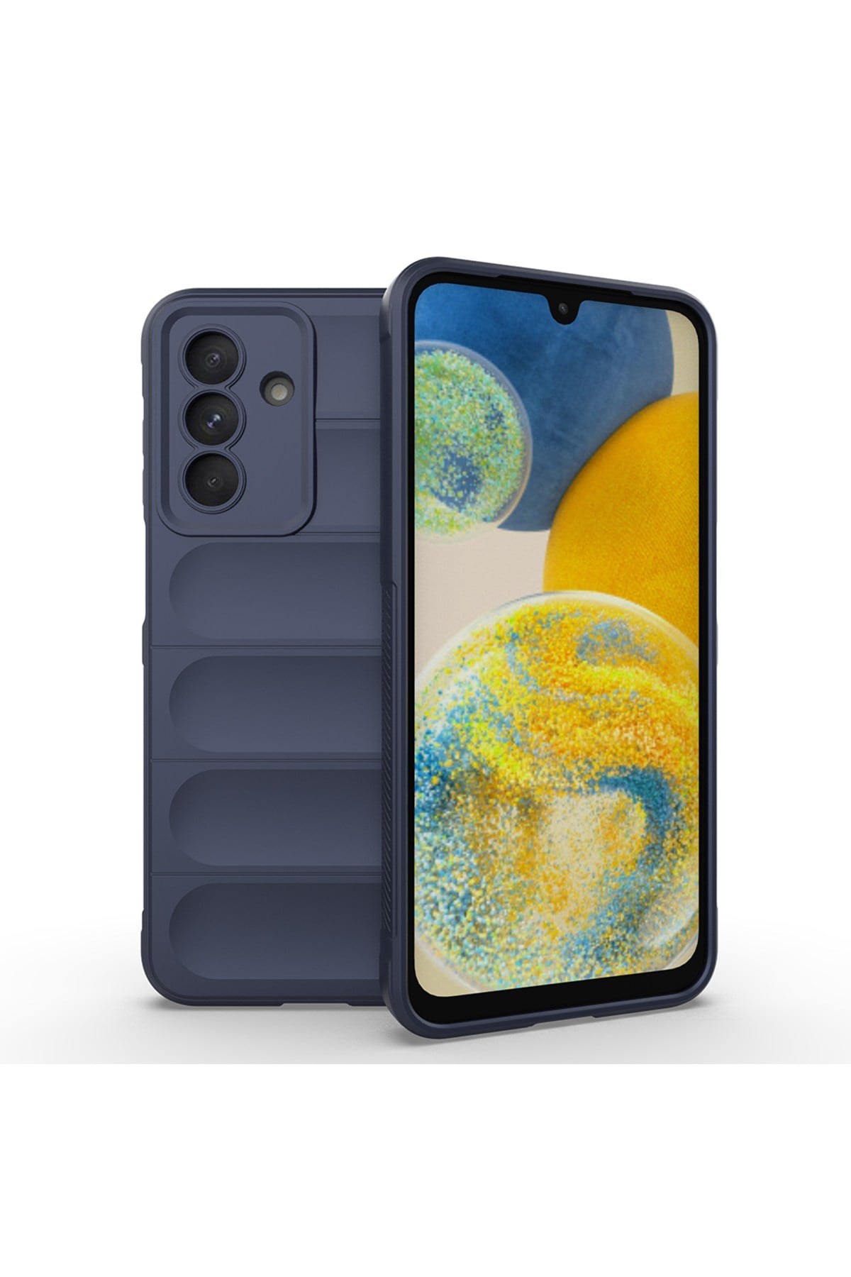Galaxy A56 Kılıf Esnek TPU Oyuklu Arka Yüzey Tasarımlı NVTH Etnik Silikon Kapak - Lacivert