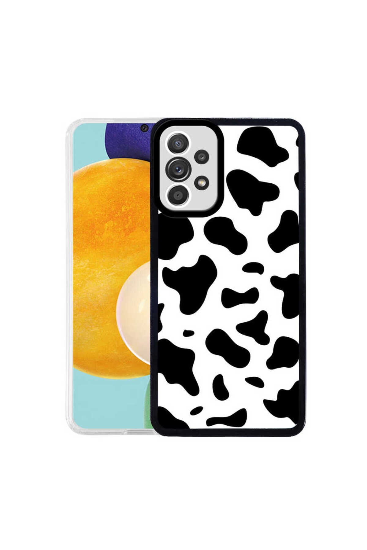 Galaxy A72 Kılıf NVTH M-Fit Desenli Kapak - Cow No1