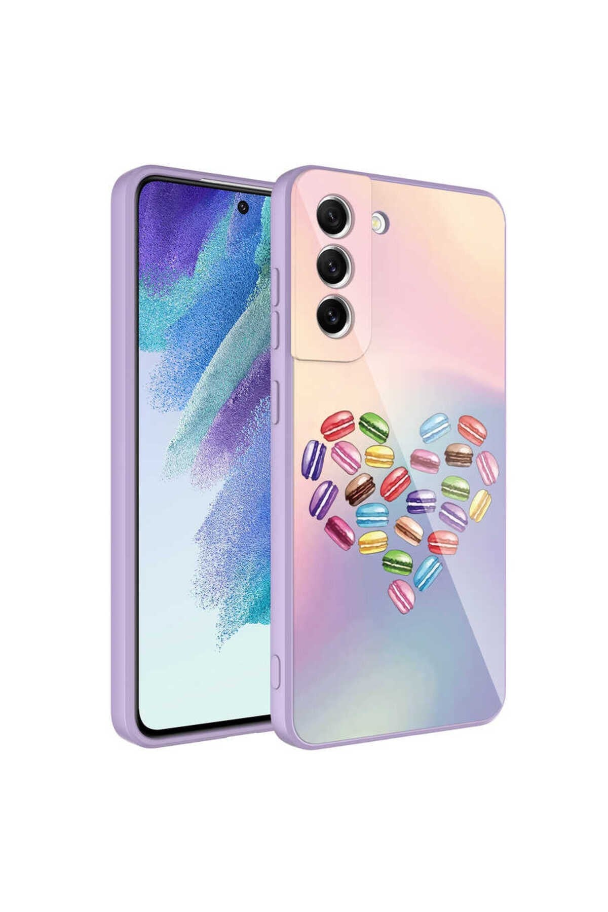 Galaxy S21 FE Uyumlu Kamera Korumalı Desenli Sert Silikon NVTH Epoksi Kılıf-NO1