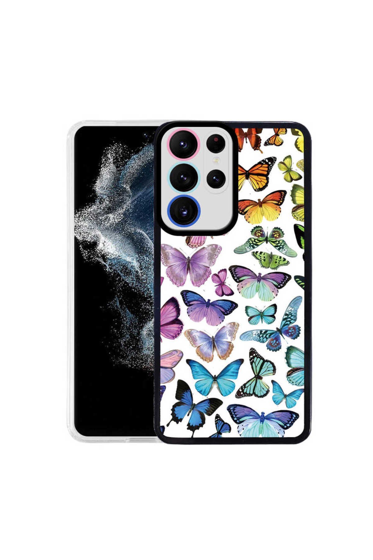 Galaxy S22 Ultra Uyumlu NVTH M-Fit Desenli Kılıf-Butterfly No3