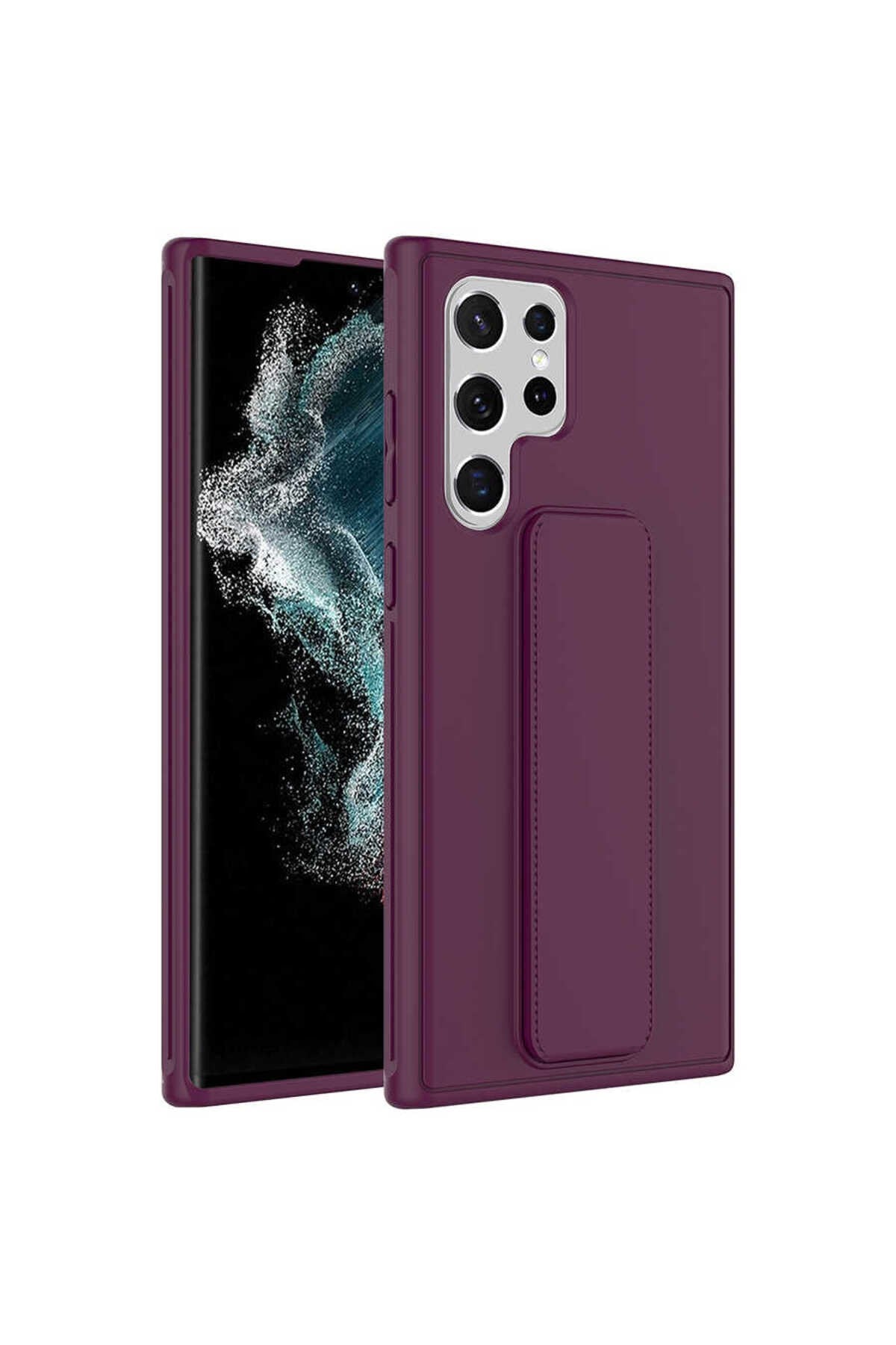 Galaxy S22 Ultra Uyumlu NVTH Qstand Kılıf-Mürdüm