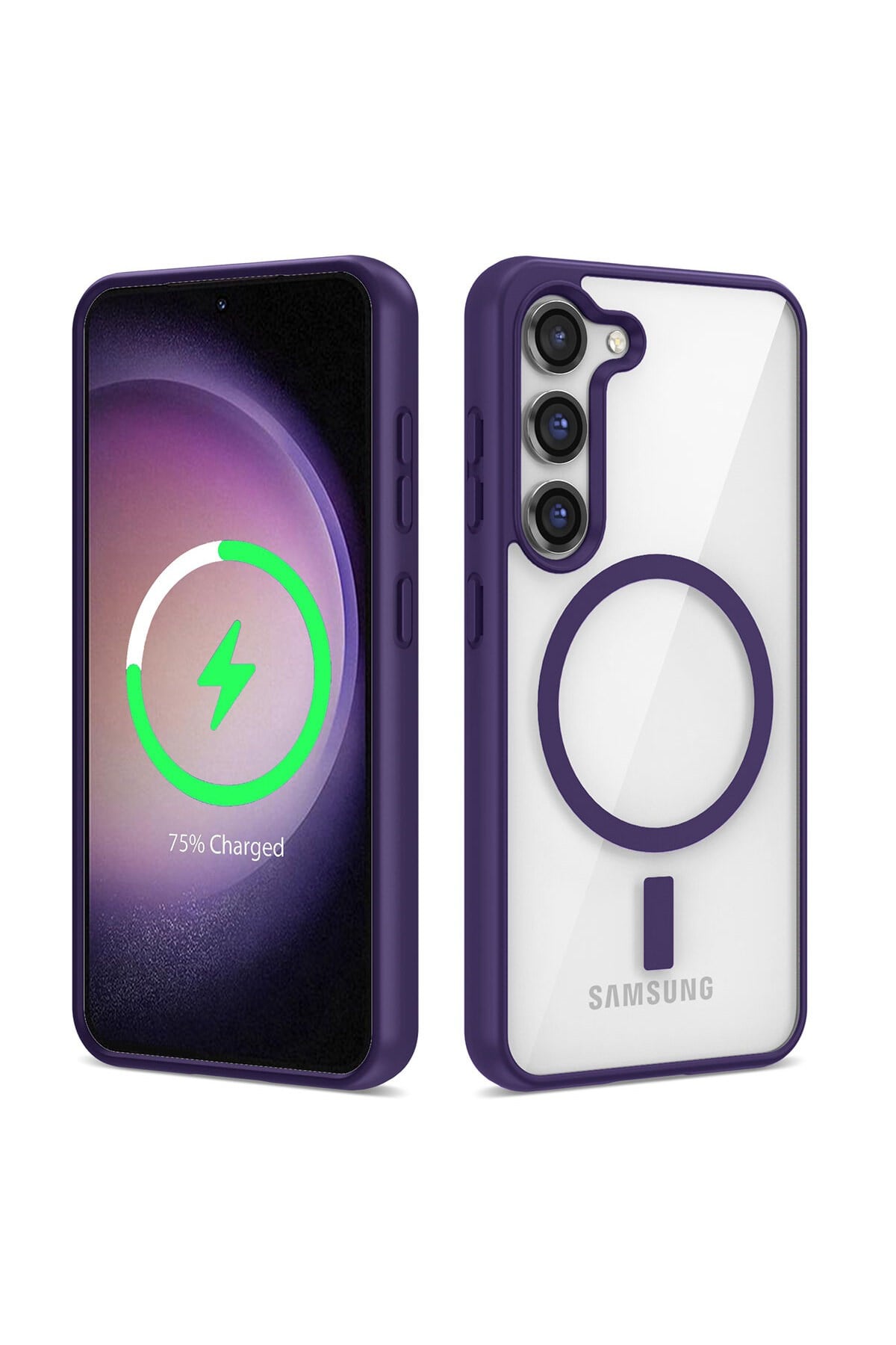 Galaxy S22 Uyumlu Magsafe Wireless Şarj Özellikli Silikon NVTH Ege Kılıf-Mor
