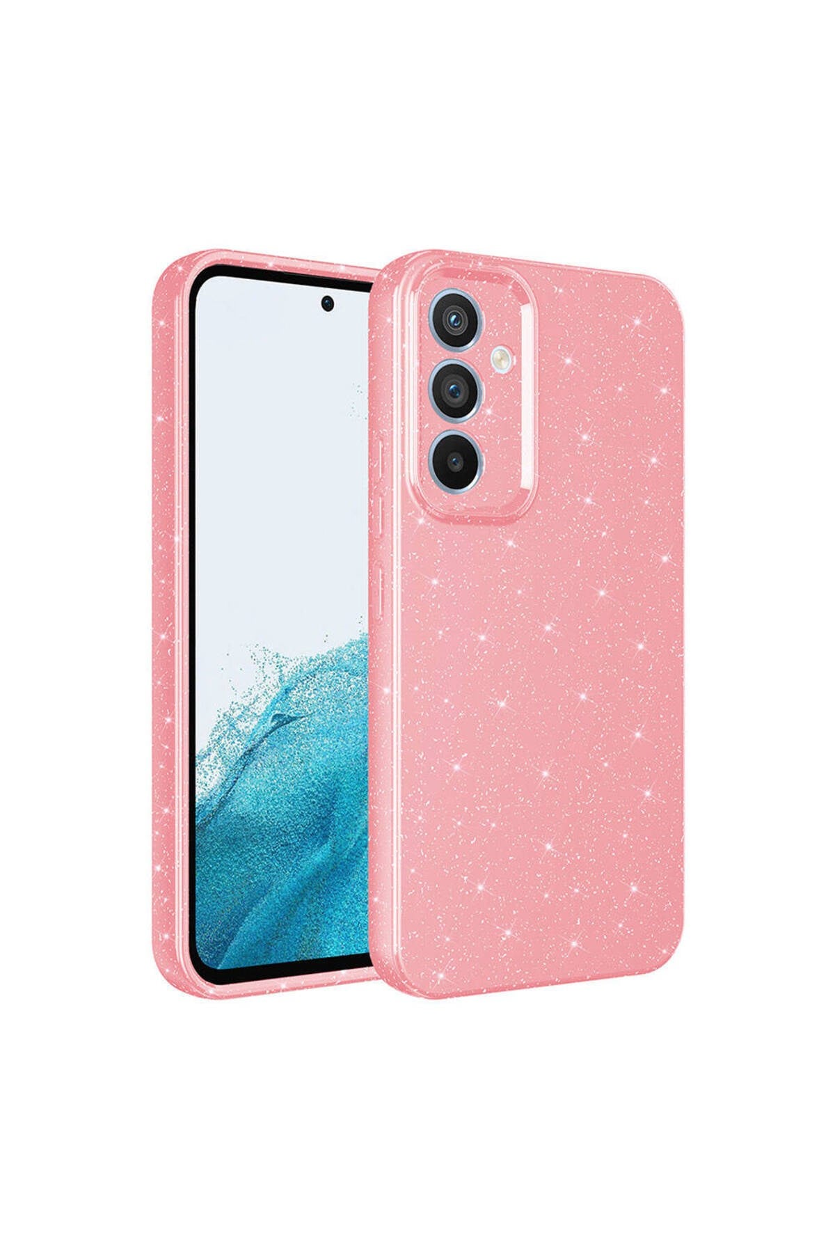 Galaxy S23 FE Kılıf Kamera Korumalı Simli Lüks NVTH Koton Kapak - Pembe