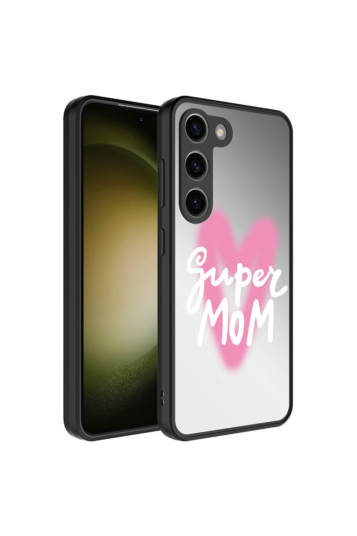 Galaxy S23 Plus Uyumlu Aynalı Desenli Kamera Korumalı Parlak NVTH Mirror Kılıf-Süper Anne