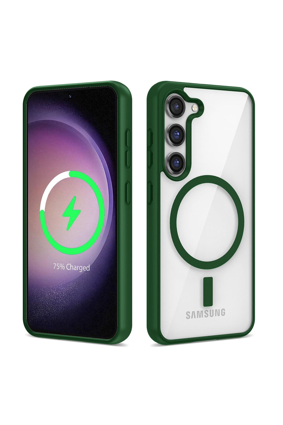 Galaxy S23 Plus Uyumlu Magsafe Wireless Şarj Özellikli Silikon NVTH Ege Kılıf-Yeşil
