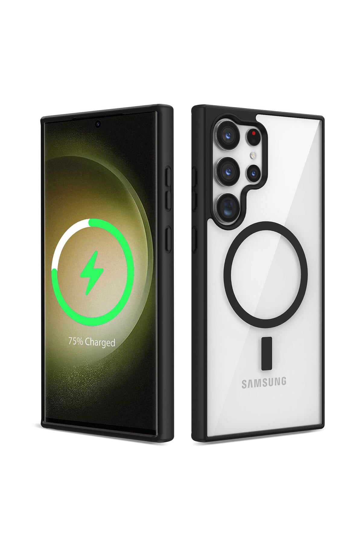 Galaxy S23 Ultra Uyumlu Magsafe Wireless Şarj Özellikli Silikon NVTH Ege Kılıf-Siyah