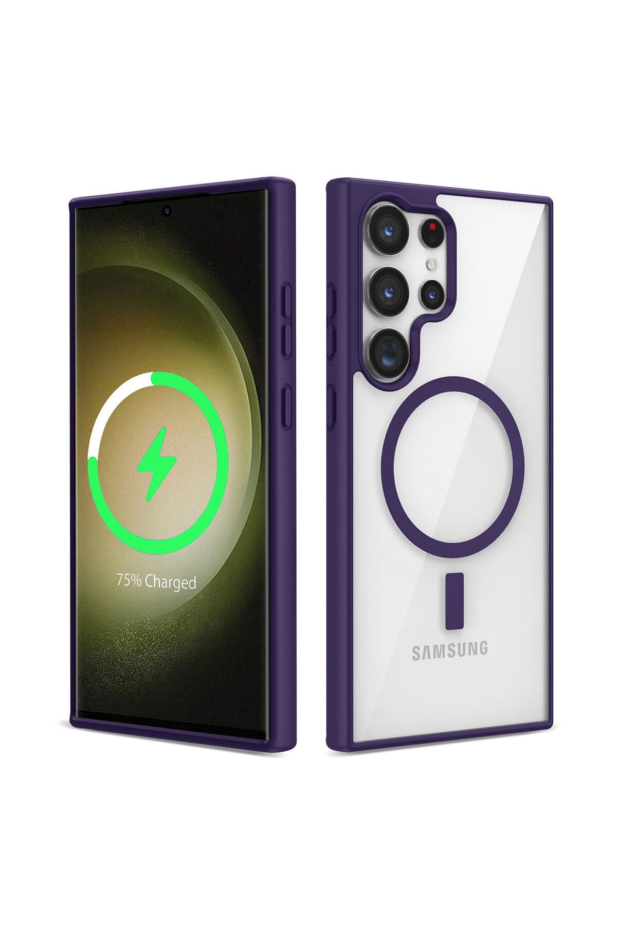 Galaxy S23 Ultra Uyumlu Magsafe Wireless Şarj Özellikli Silikon NVTH Ege Kılıf-Mor