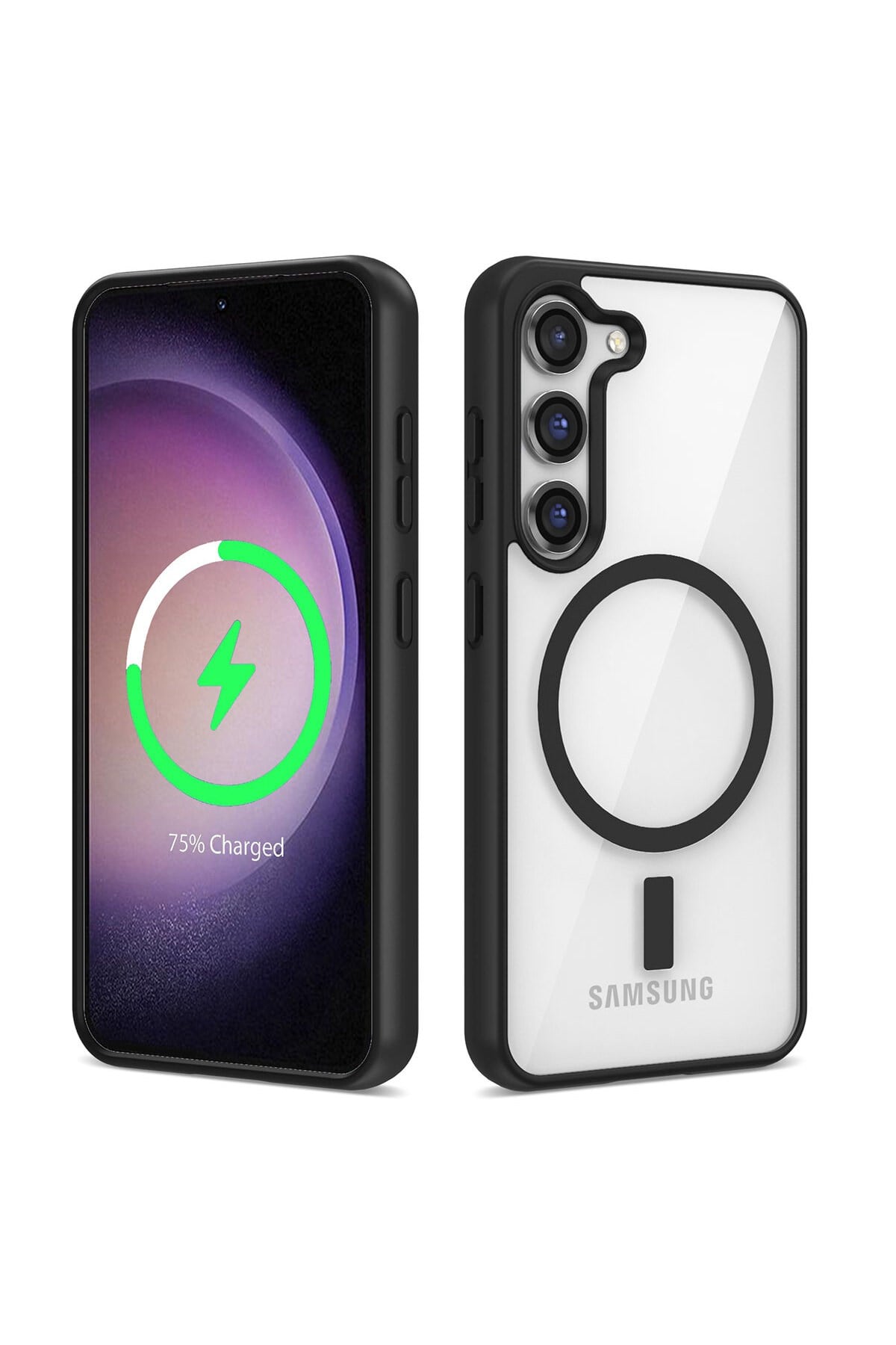 Galaxy S23 Uyumlu Magsafe Wireless Şarj Özellikli Silikon NVTH Ege Kılıf-Siyah