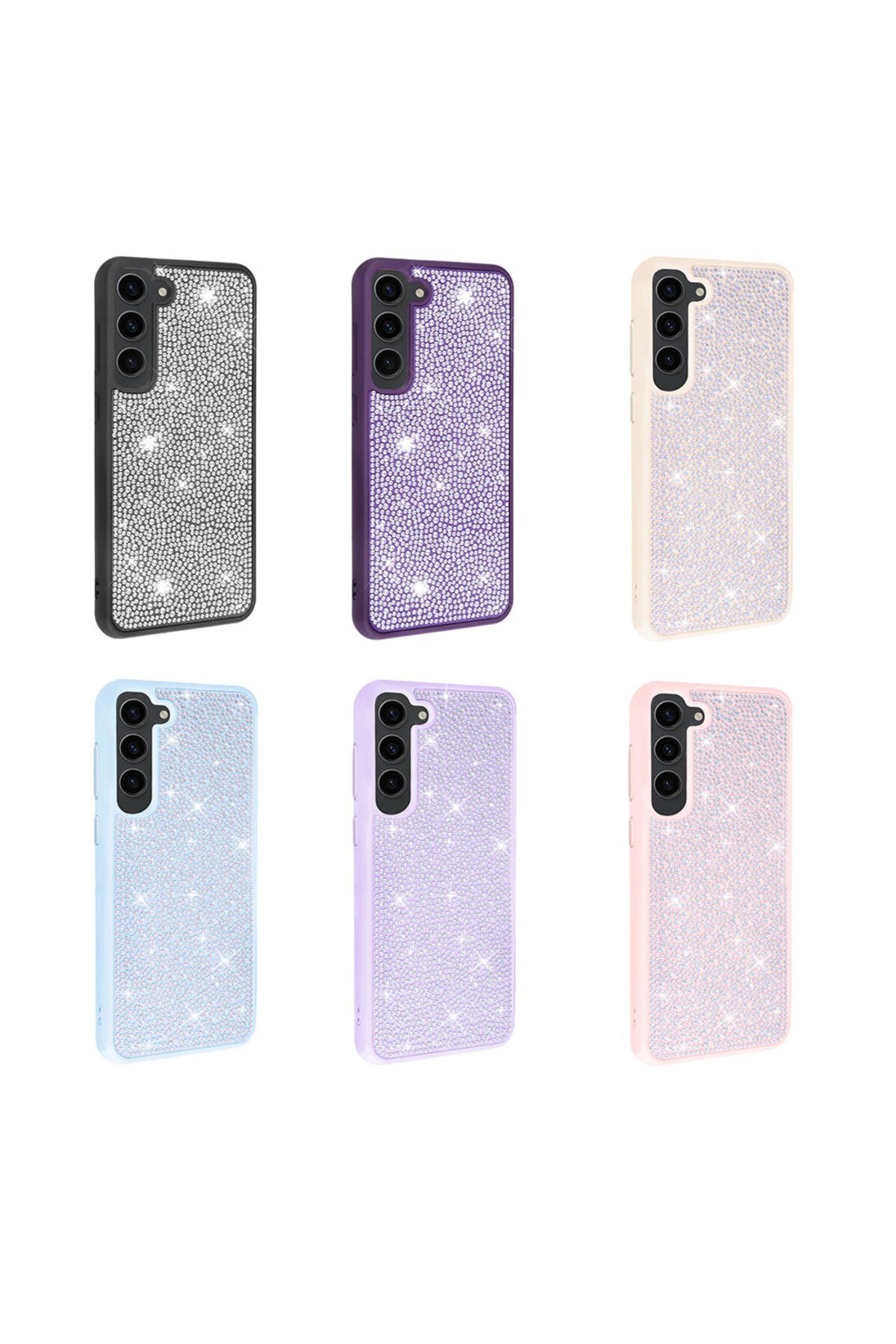 Galaxy S23 Uyumlu Parlak Taşlı Tasarım NVTH Ston Kılıf-Pembe