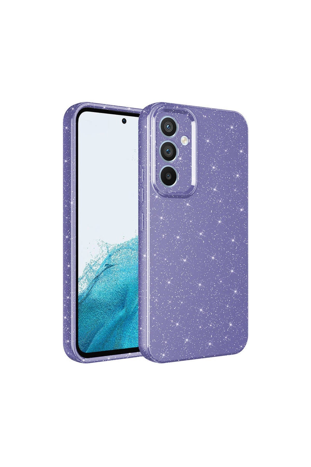 Galaxy S24 Kılıf Kamera Korumalı Simli Lüks NVTH Koton Kapak - Mor