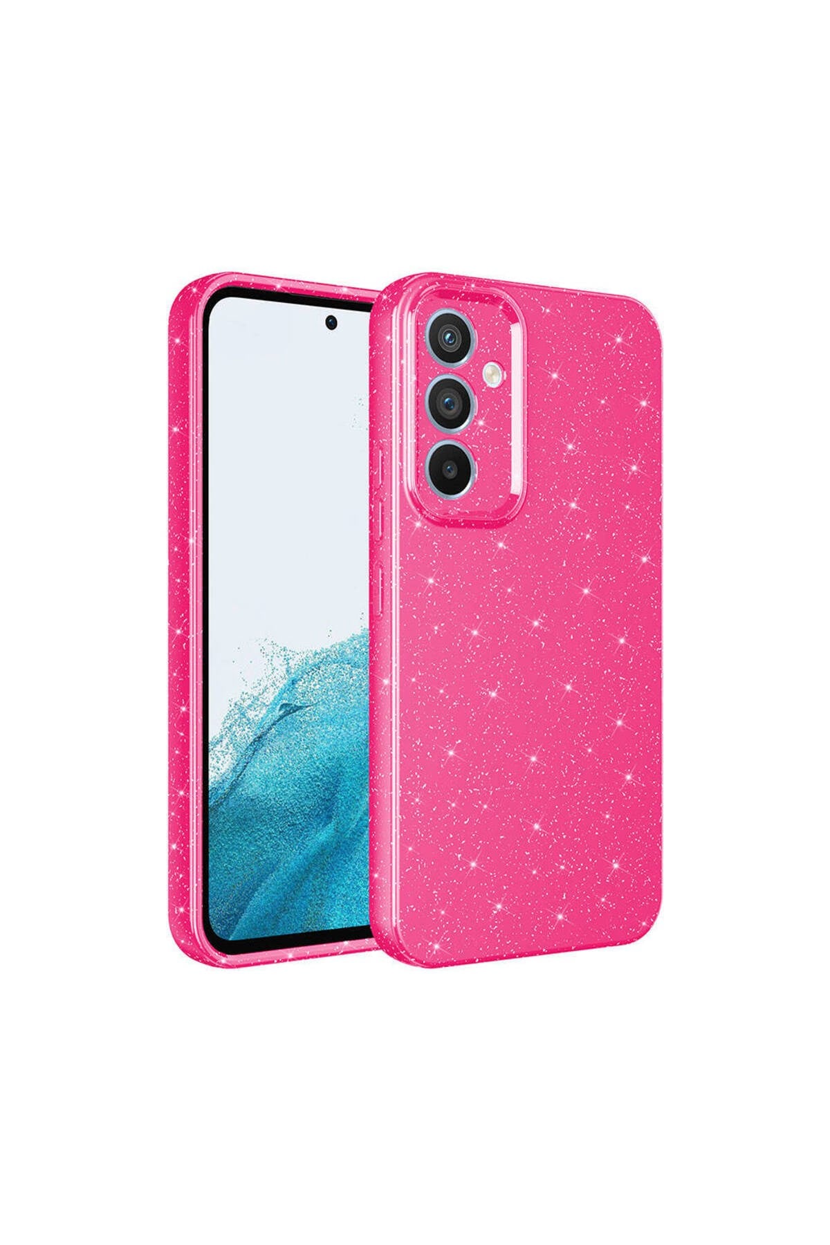 Galaxy S24 Plus Kılıf Kamera Korumalı Simli Lüks NVTH Koton Kapak - Pembe Koyu
