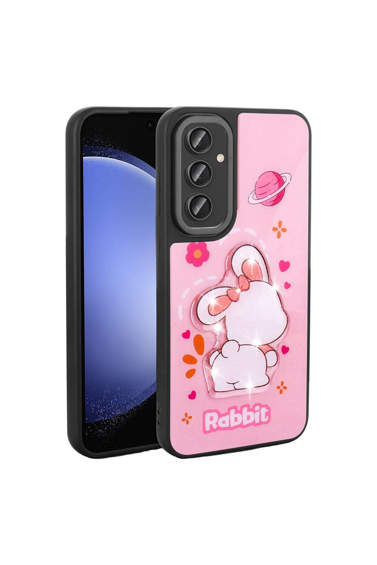 Galaxy S24 Plus Kılıf Parlayan Kabartmalı İkonik Figürlü NVTH Amas Silikon Kapak - Pembe