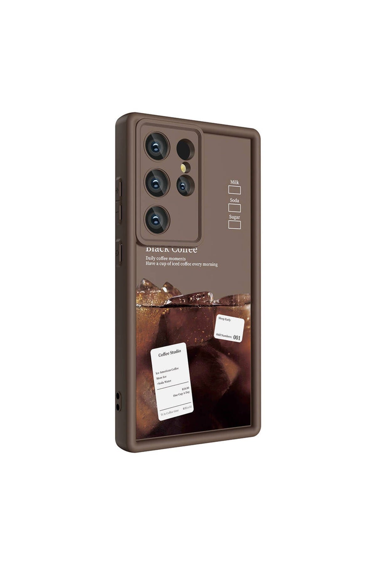 Galaxy S24 Ultra Kılıf Kamera Korumalı Baskılı Arka Yüzey NVTH Klas Kapak - Koyu Kahve