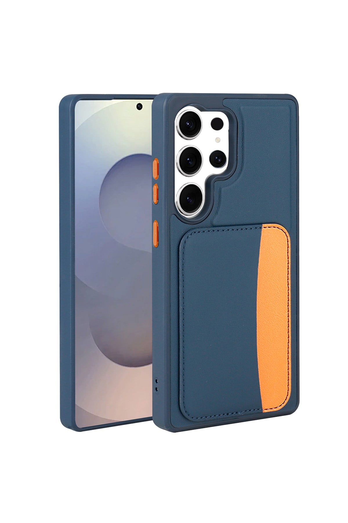 Galaxy S25 Ultra Kılıf Kartlıklı NVTH X-Kart Silikon Kapak - Lacivert
