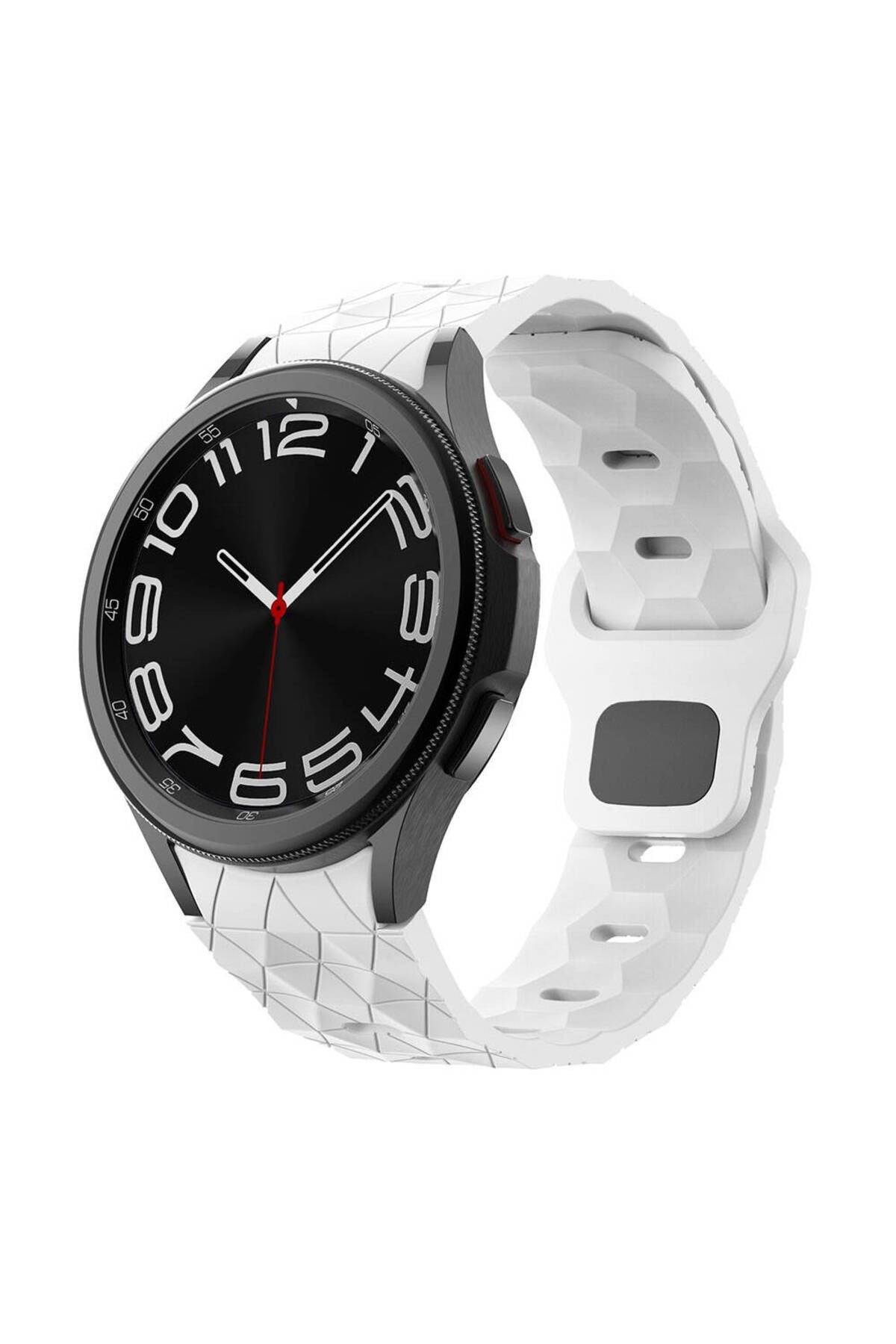 Galaxy Watch 6 40mm NVTH KRD-116 20mm Futbol Desenli Spor Tasarımlı Silikon Kordon-Beyaz