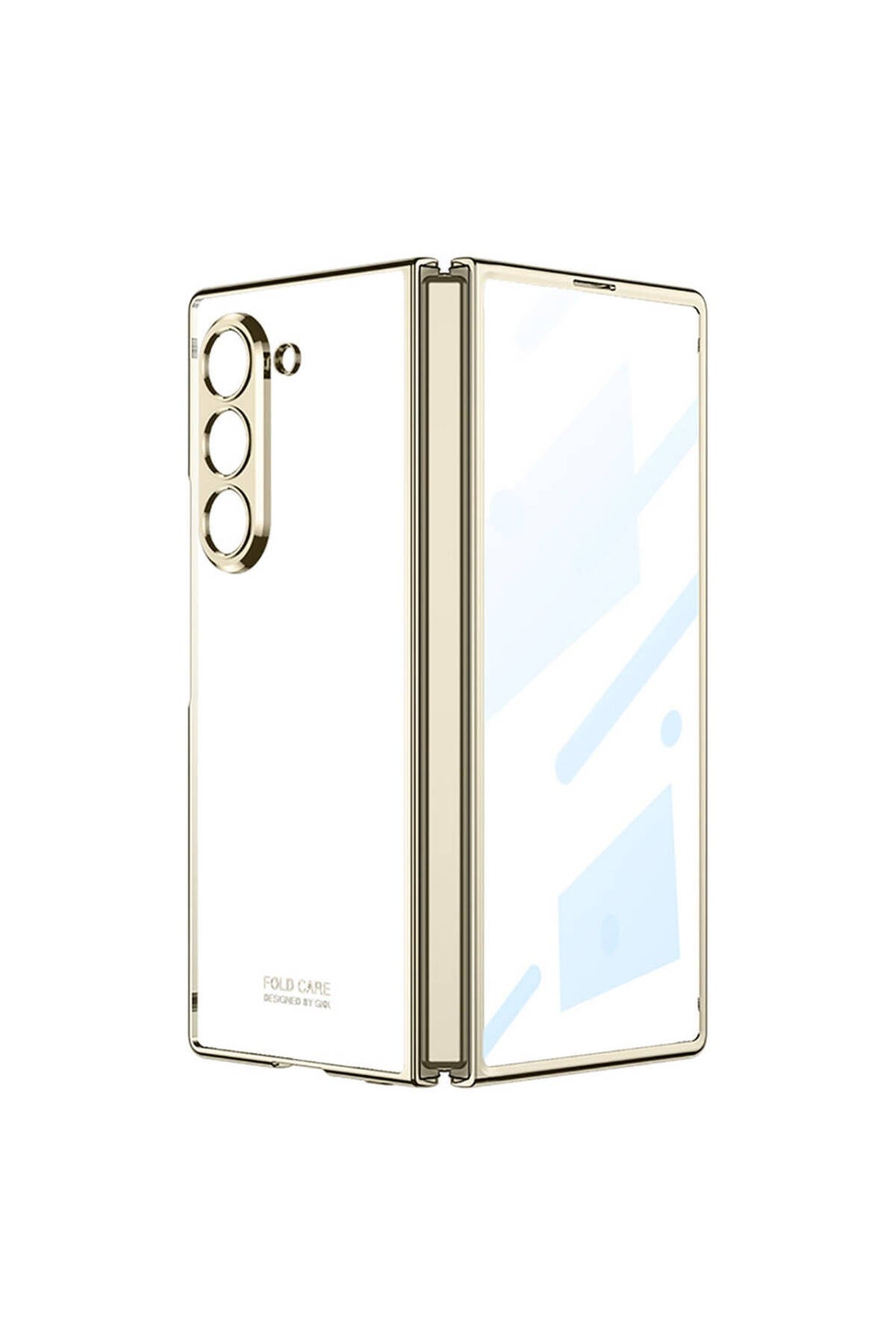 Galaxy Z Fold 6 Kılıf NVTH Full Camlı Kıpta Kapak-Gold
