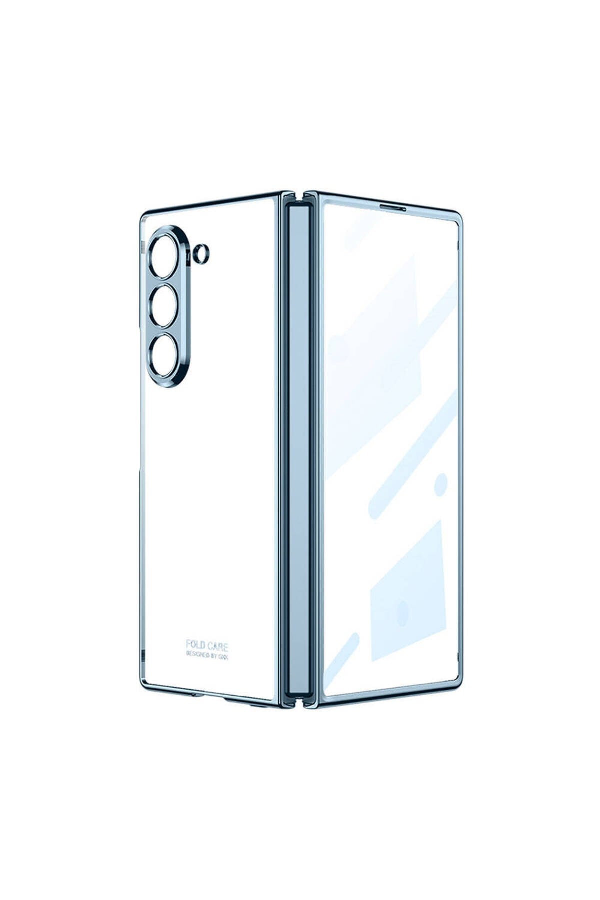 Galaxy Z Fold 6 Kılıf NVTH Full Camlı Kıpta Kapak-Mavi