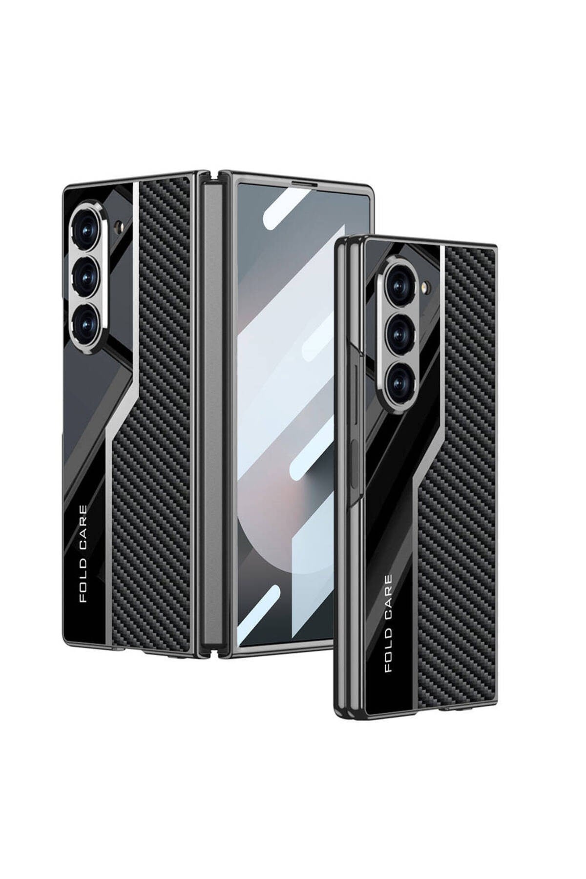 Galaxy Z Fold 6 Kılıf Ultra İnce Kamera Korumalı PC + Karbon Fiber Tasarımlı Arka Yüzey NVTH Kıpta P