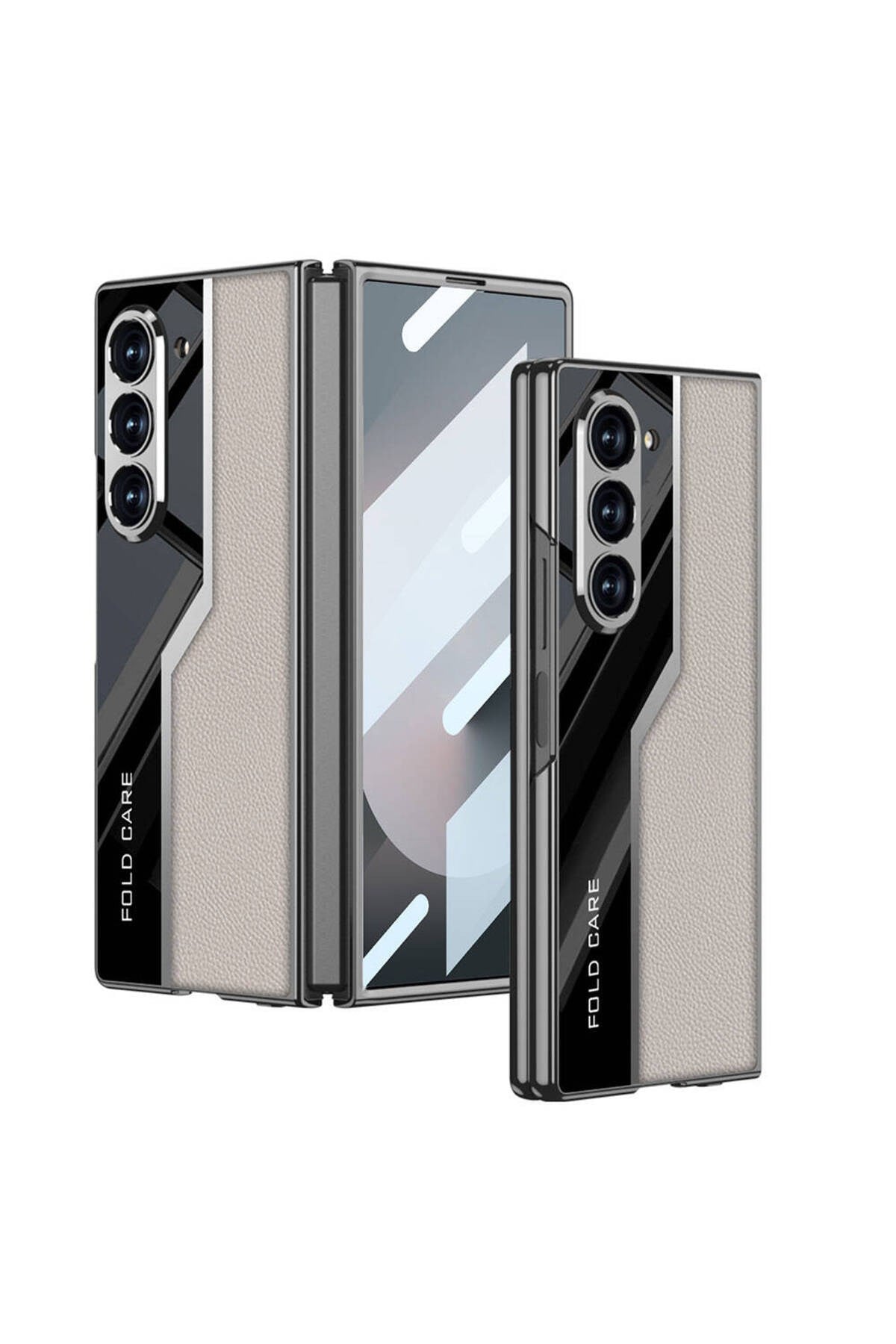 Galaxy Z Fold 6 Kılıf Ultra İnce Kamera Korumalı PC + Deri Arka Yüzey NVTH Kıpta Poligan Kapak-Titan