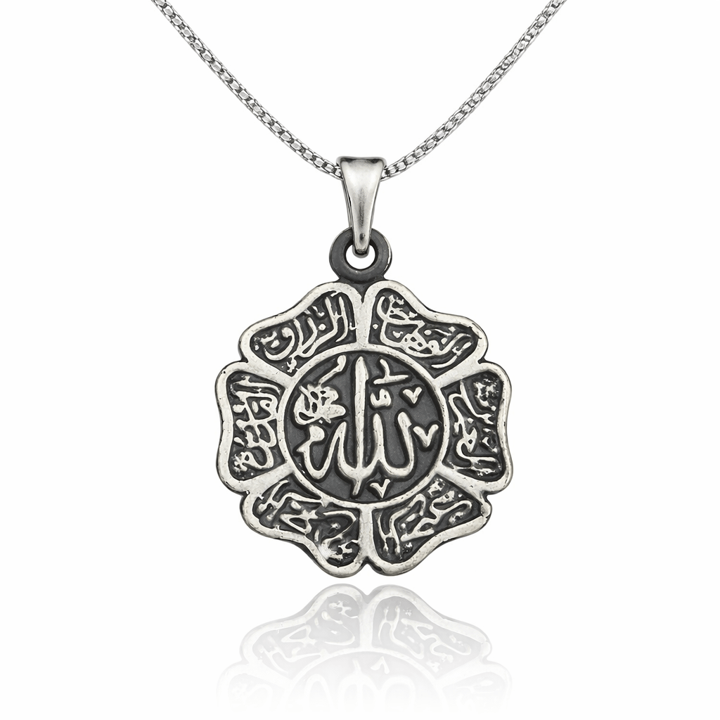 Gümüş Allah Yazılı Erkek Kolye