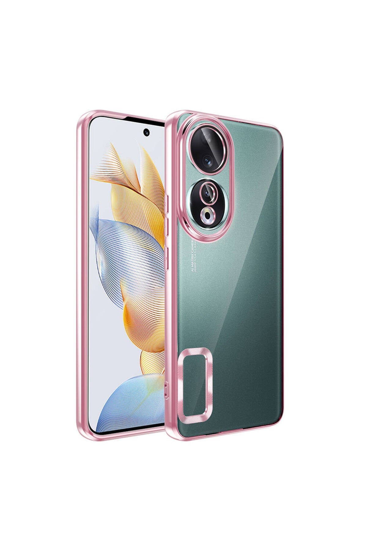 Honor 90 Kılıf Kamera Korumalı Logo Gösteren NVTH Omega Kapak - Rose Gold