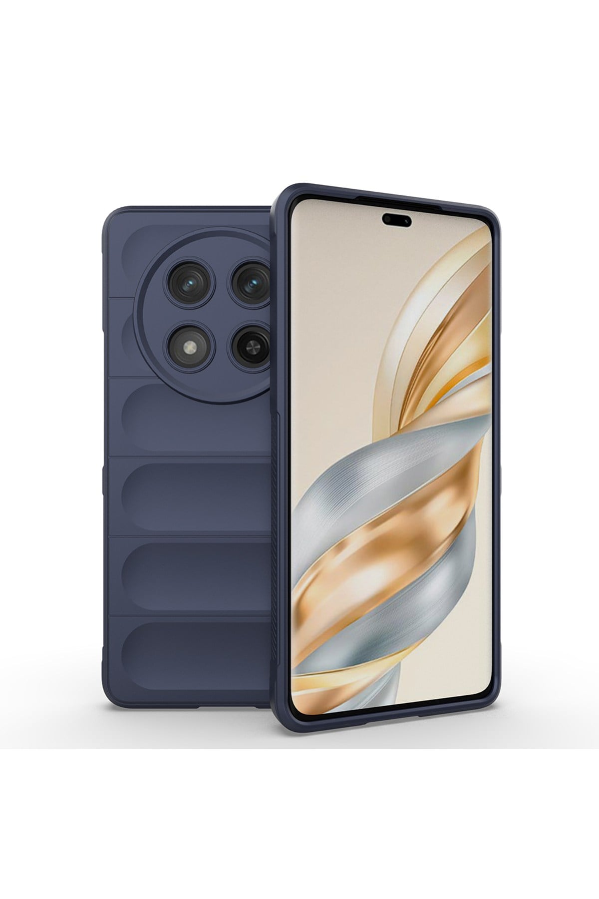 Honor Magic 7 Lite Kılıf Esnek TPU Oyuklu Arka Yüzey Tasarımlı NVTH Etnik Silikon Kapak - Lacivert