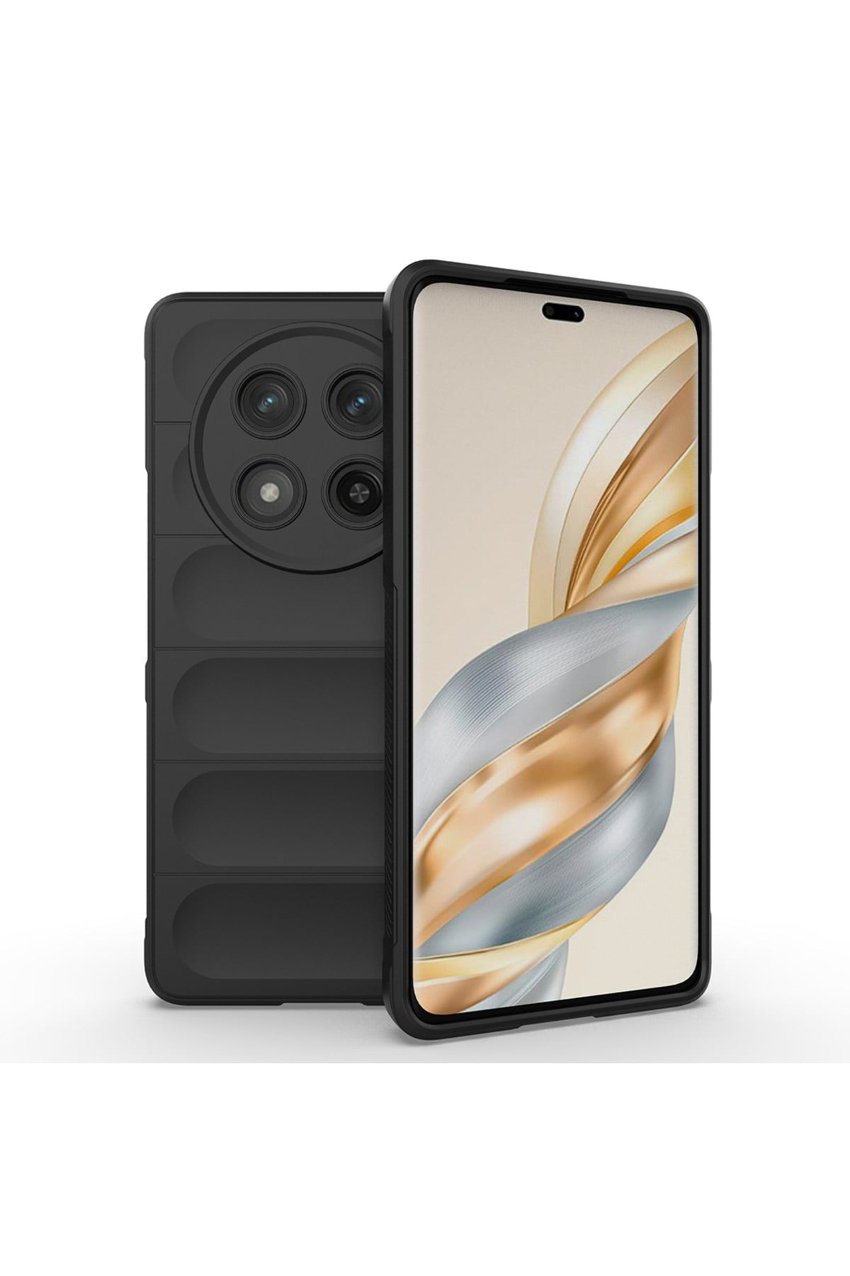 Honor Magic 7 Lite Kılıf Esnek TPU Oyuklu Arka Yüzey Tasarımlı NVTH Etnik Silikon Kapak - Siyah
