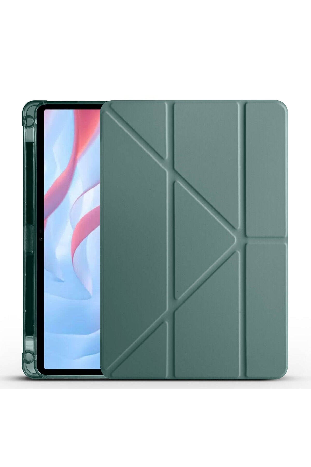 Huawei Honor Pad X9 11.5' Kılıf NVTH Tri Folding Kalem Bölmeli Standlı Kılıf - Koyu Yeşil