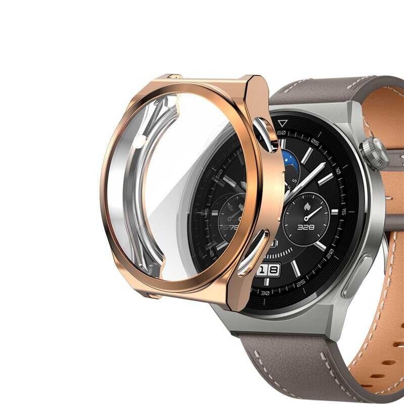 Huawei Watch GT 3 Pro 43mm NVTH Watch Gard 02 Koruyucu Silikon - Rose Gold