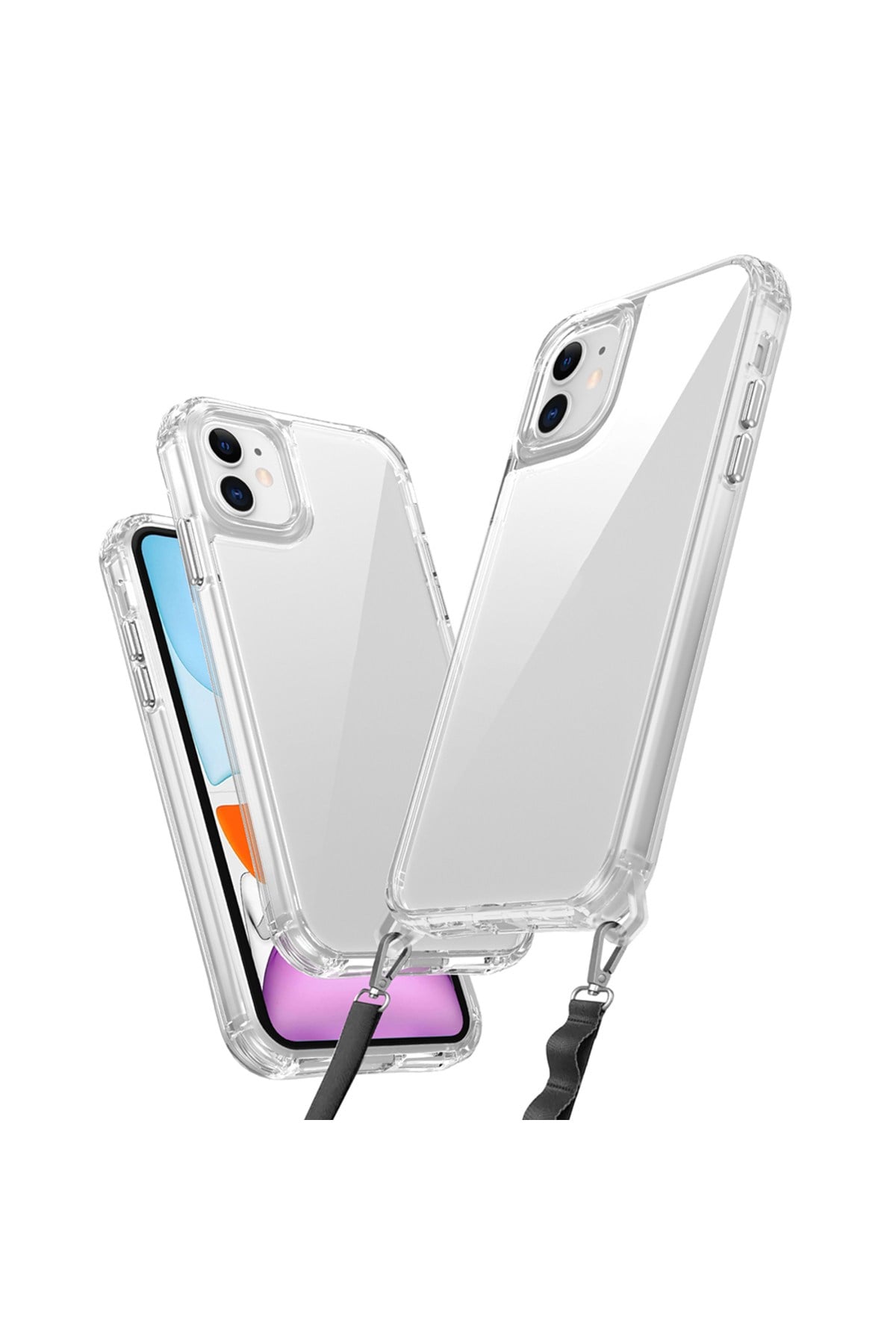iPhone 11 Kılıf Airbagli Takılabilir Askı Aparatlı NVTH Snap Silikon Kapak - Şeffaf