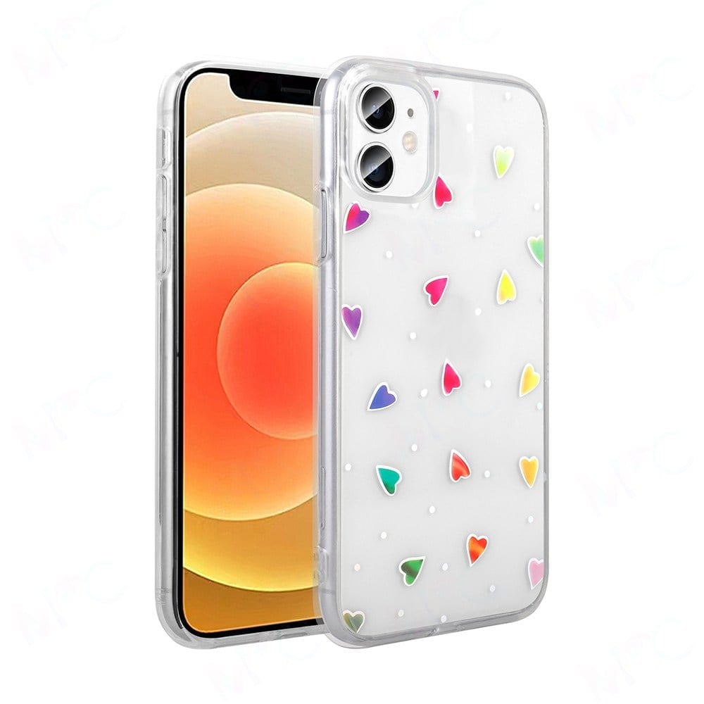 iPhone 11 Kılıf Şeffaf Figürlü NVTH Folk Sert Kapak - Kalp