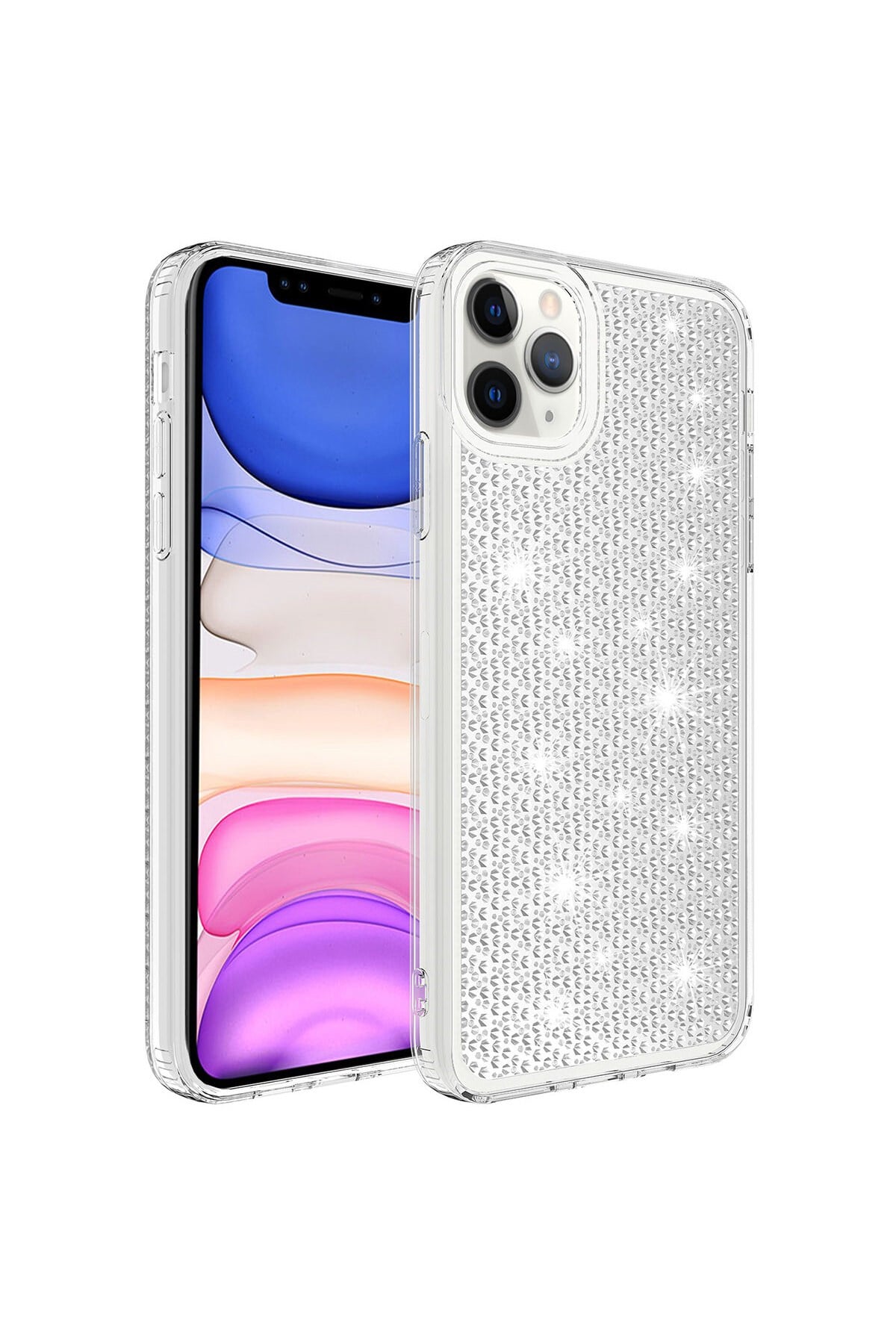 iPhone 11 Pro Max Uyumlu AiHTTgli Parlak Tasarımlı NVTH Snow Kılıf-Renksiz