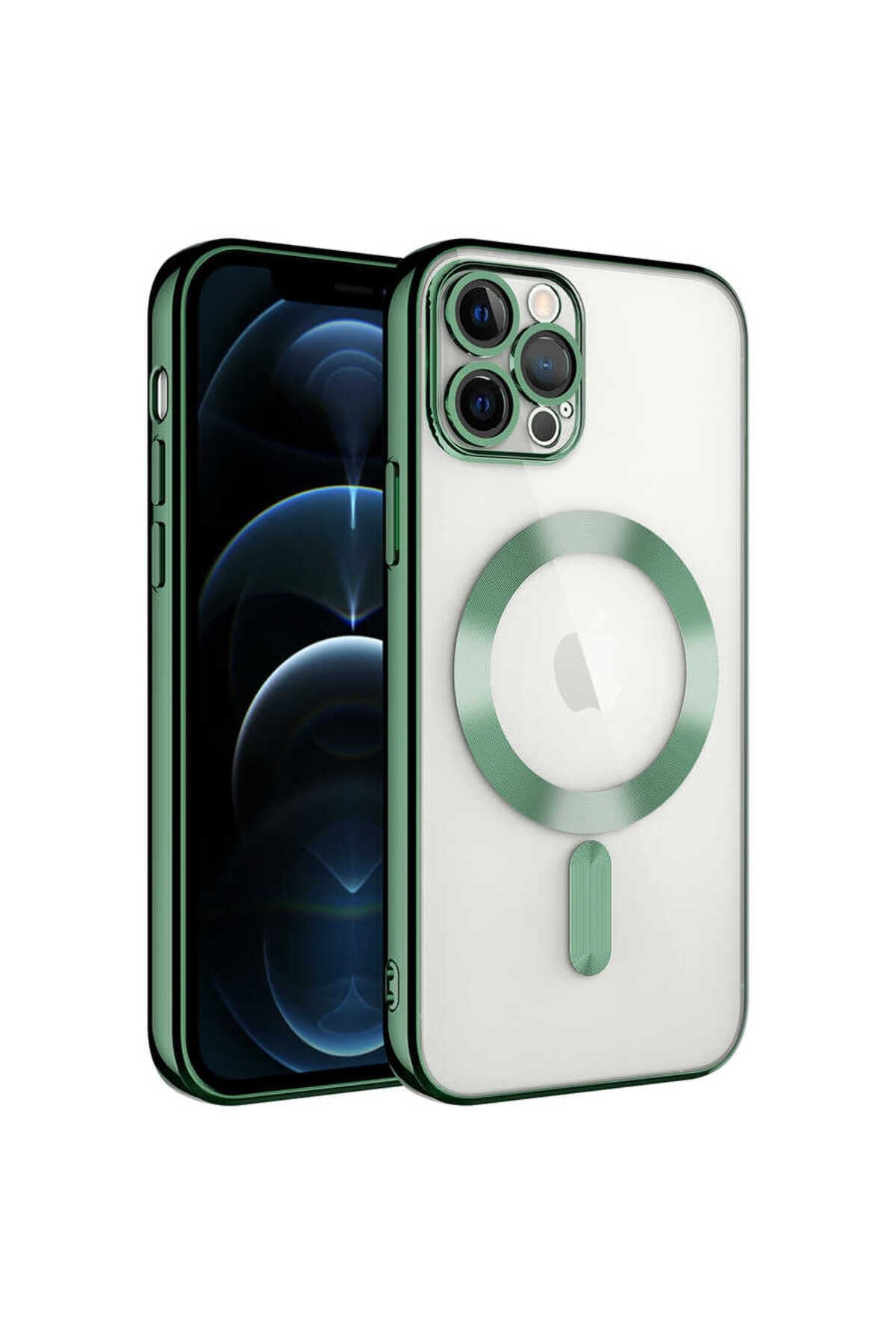 iPhone 11 Pro Max Uyumlu Kamera Korumalı Magsafe Wireless Şarj Özellikli NVTH Demre Kılıf-Koyu