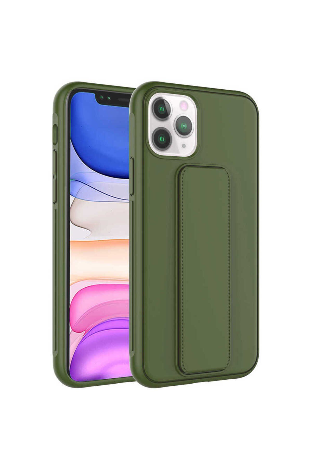 iPhone 11 Pro Max Uyumlu NVTH Qstand Kılıf-Koyu Yeşil