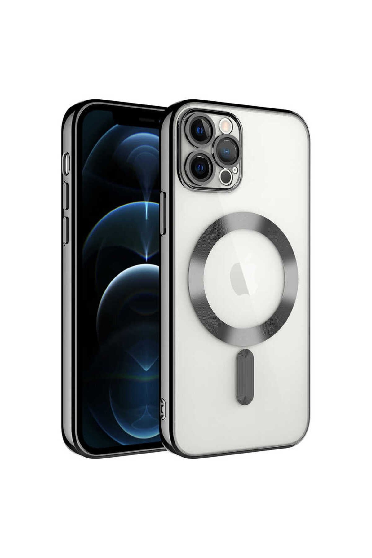 iPhone 11 Pro Uyumlu Kamera Korumalı Magsafe Wireless Şarj Özellikli NVTH Demre Kılıf-Siyah