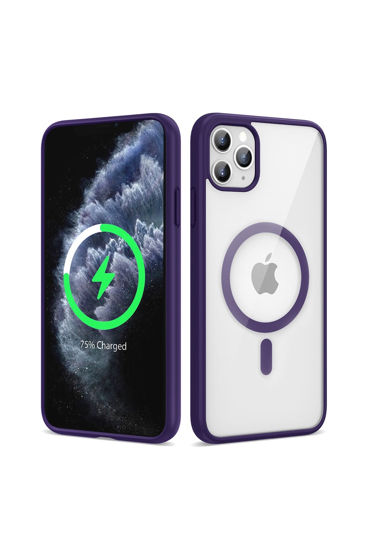 iPhone 11 Pro Uyumlu Magsafe Wireless Şarj Özellikli Silikon NVTH Ege Kılıf-Derin Mor