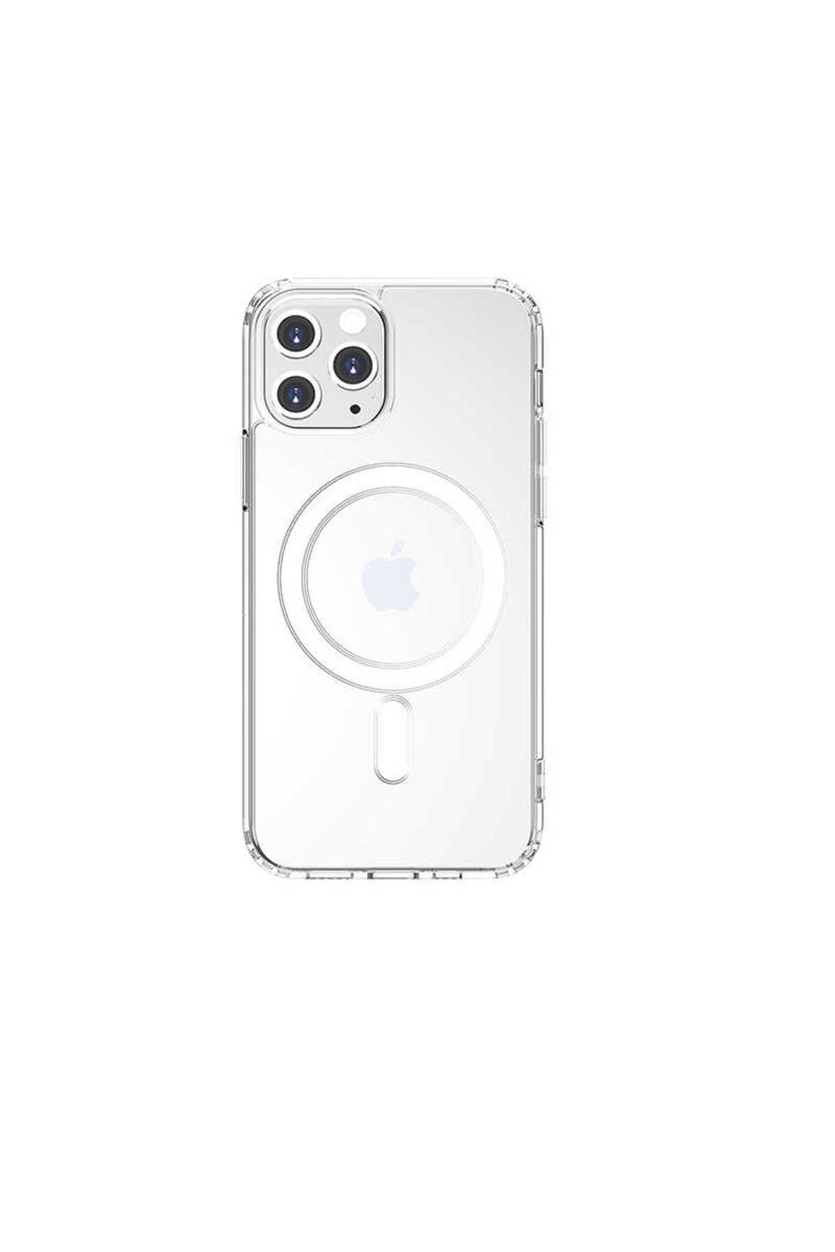 iPhone 11 Pro Uyumlu NVTH Tacsafe Wireless Kılıf-Renksiz