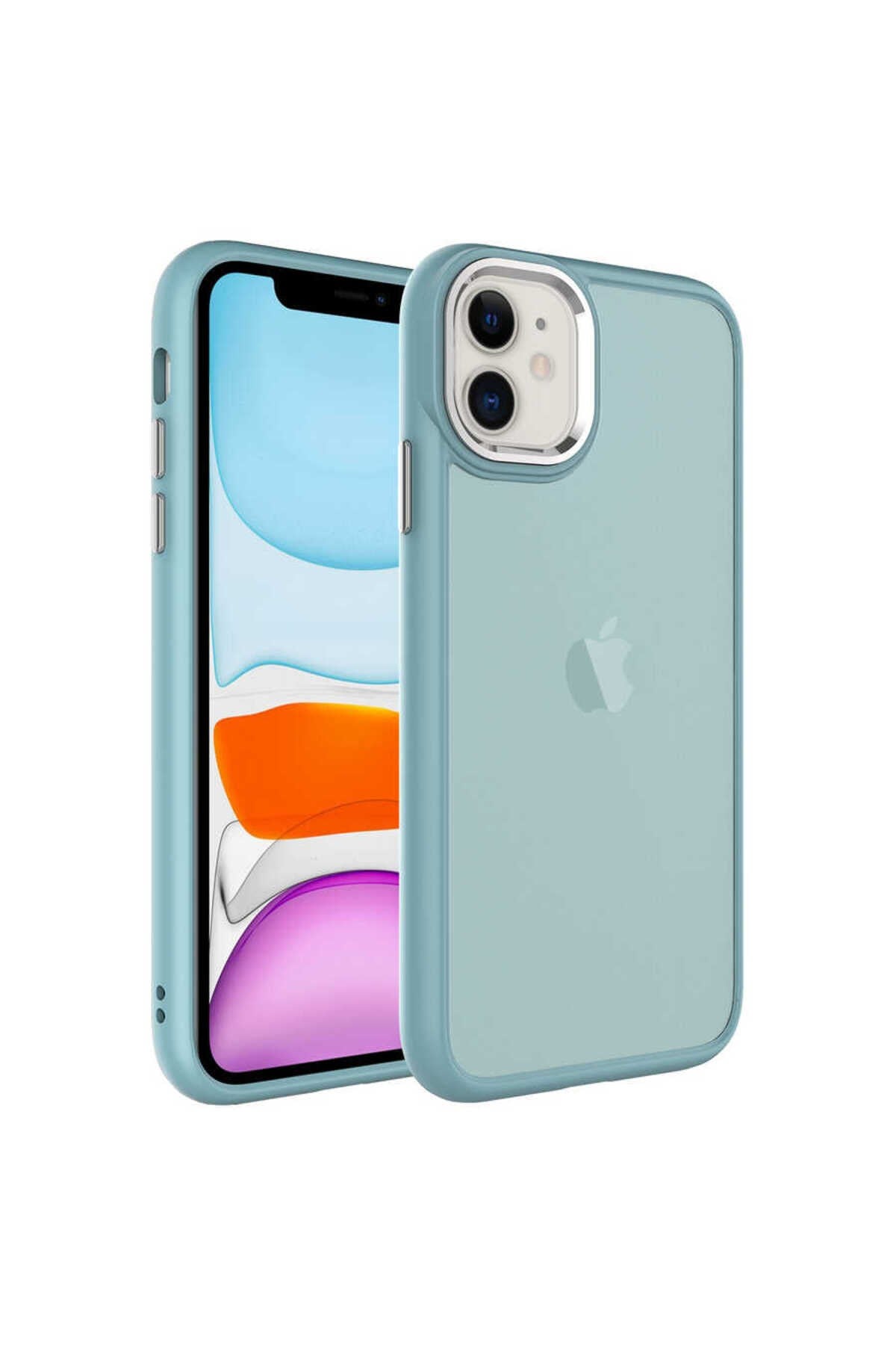 iPhone 11 Uyumlu Buzlu Sert PC NVTH May Kılıf-Mavi