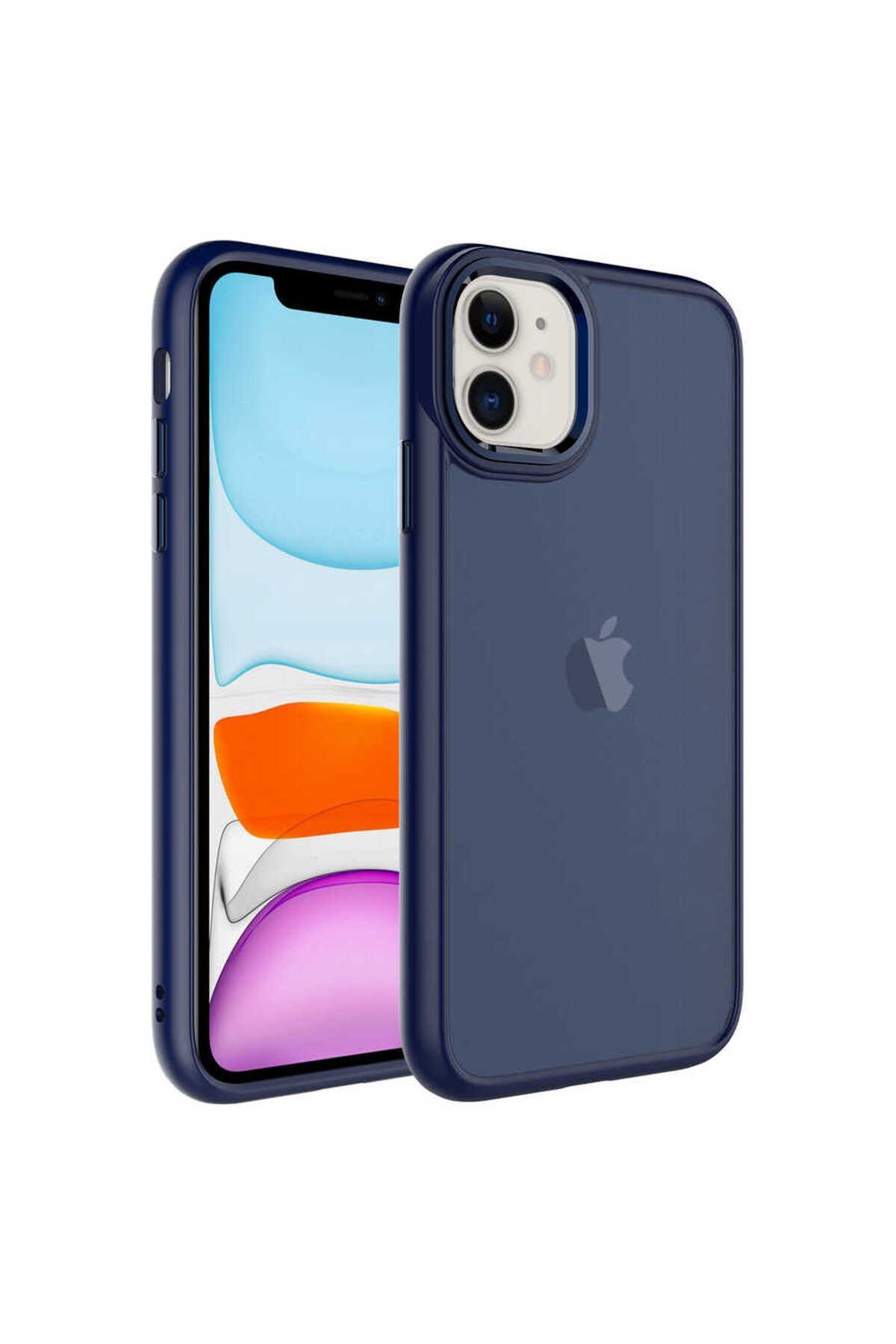 iPhone 11 Uyumlu Buzlu Sert PC NVTH May Kılıf-Lacivert