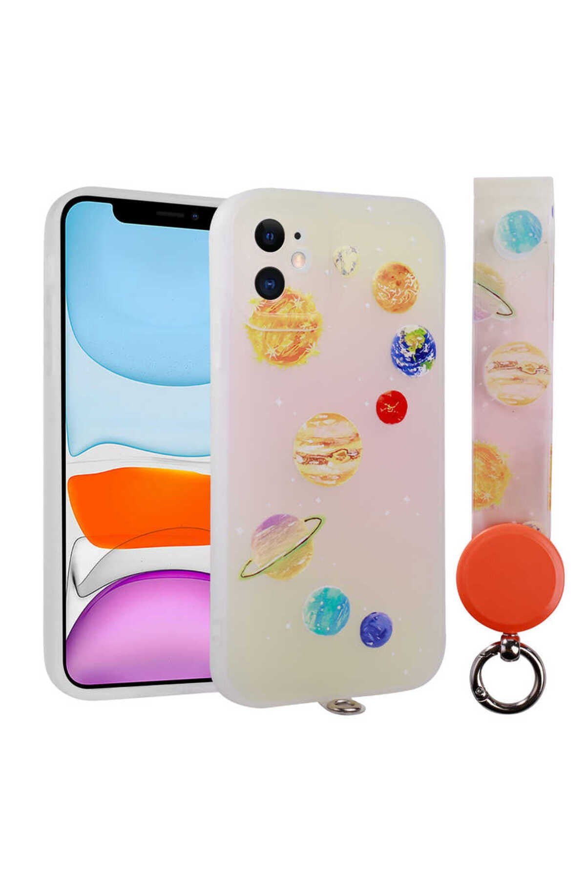 iPhone 11 Uyumlu Desenli El Askılı İpli NVTH Arte Silikon Kılıf-NO5