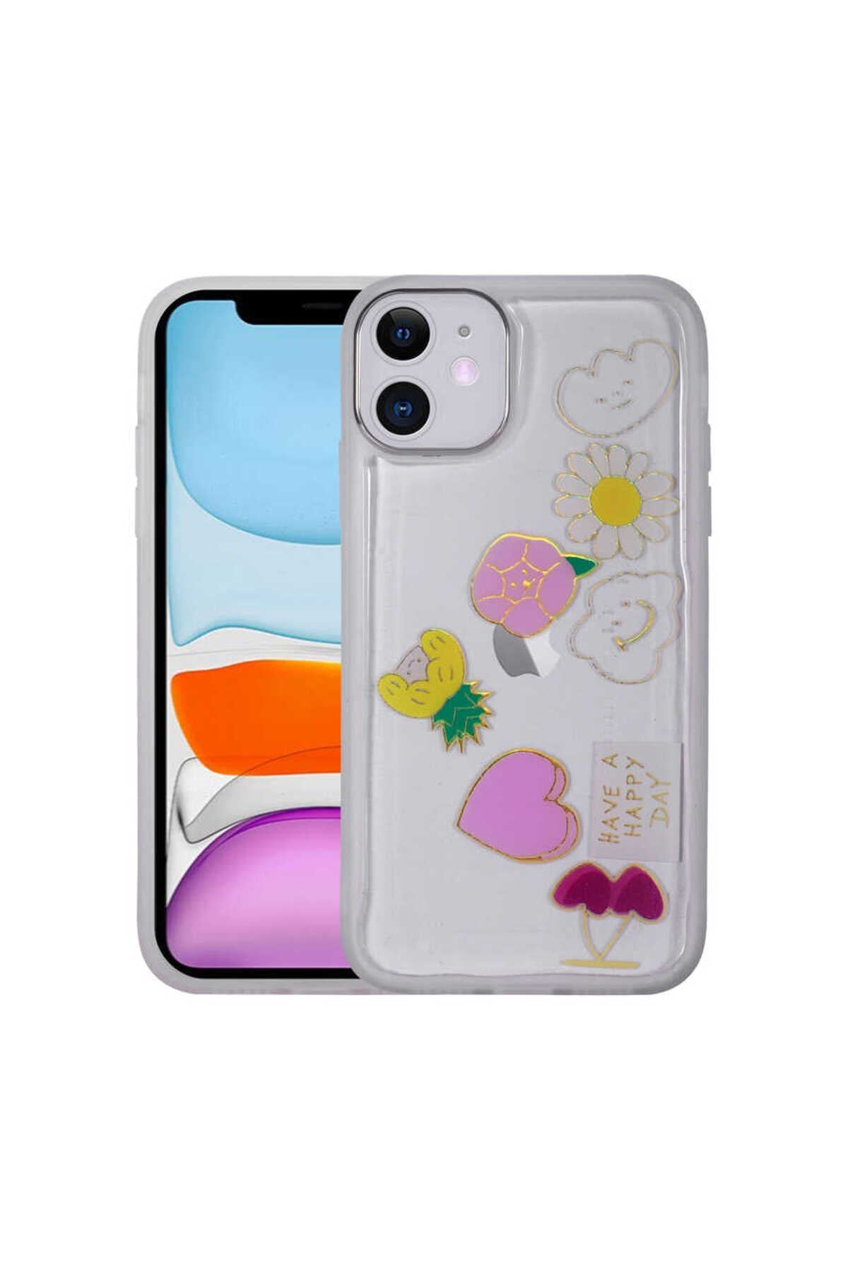 iPhone 11 Uyumlu Figürlü Desenli Işıltılı Sert NVTH Sos Kılıf-NO3