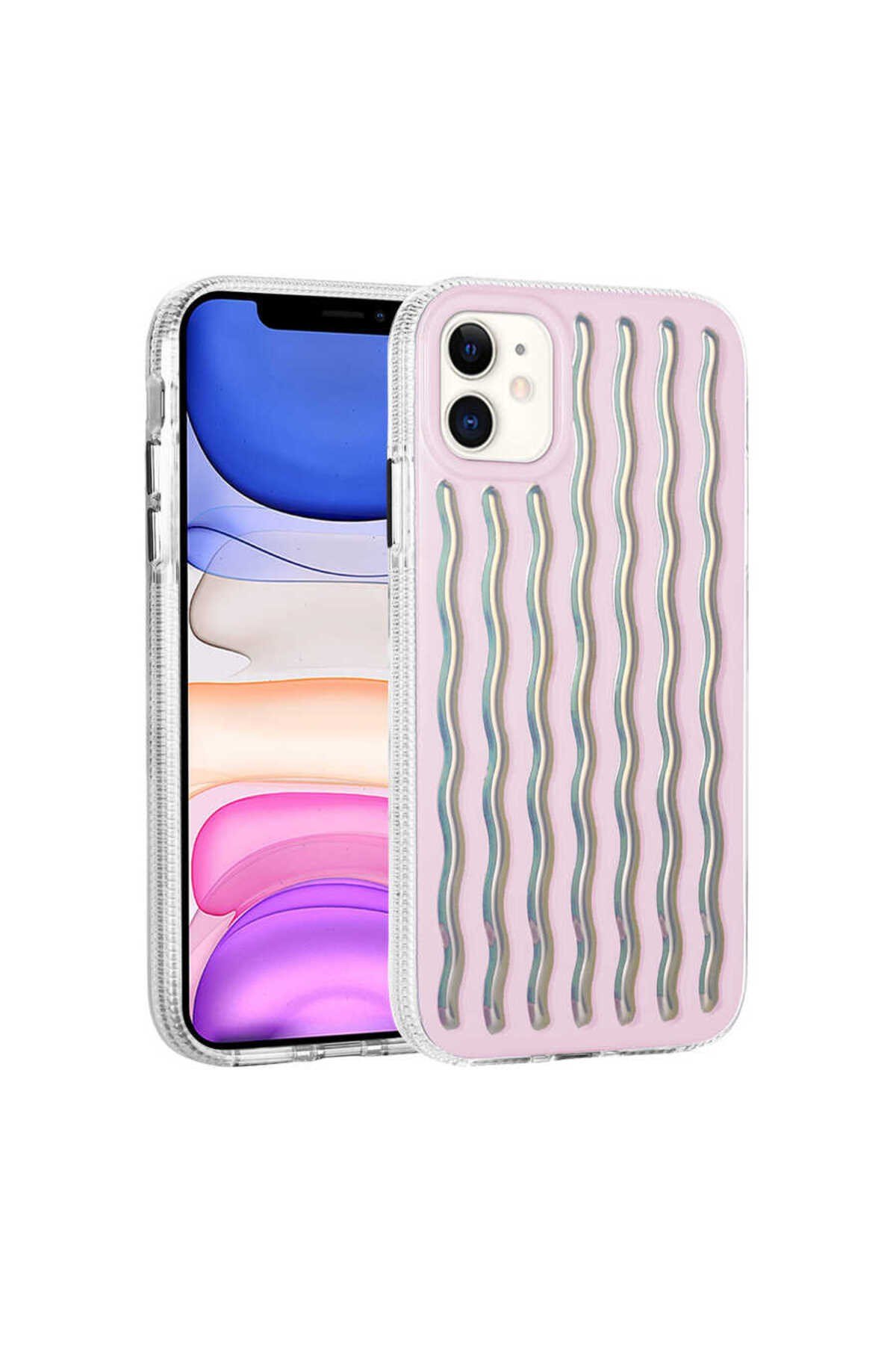 iPhone 11 Uyumlu Kabartmalı Dalga Tasarımlı Silikon NVTH İsmira Kılıf-NO2