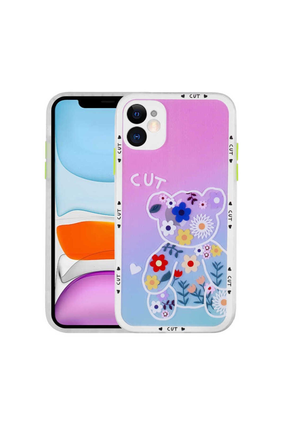 iPhone 11 Uyumlu Kamera Korumalı Desenli Sert NVTH Hess Kılıf-NO10