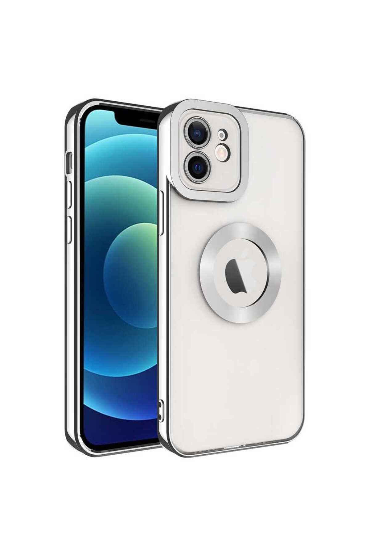 iPhone 11 Uyumlu Kamera Korumalı Logo Gösteren NVTH Omega Kılıf-Gümüş