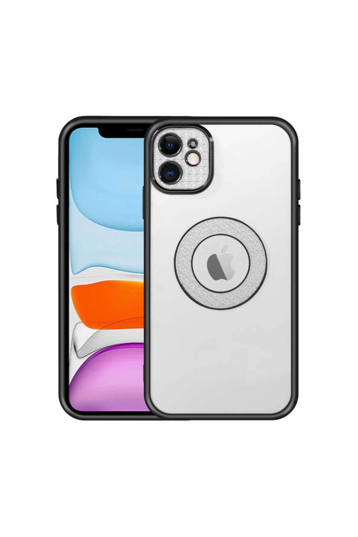 iPhone 11 Uyumlu Kamera Korumalı Logo Gösteren NVTH Esta Kılıf-Siyah