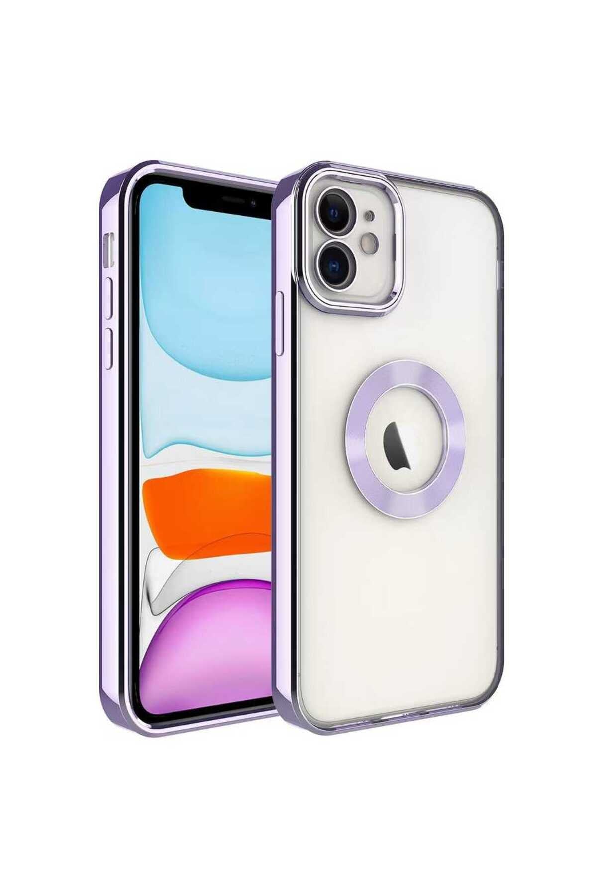 iPhone 11 Uyumlu Kamera Korumalı Logo Gösteren NVTH Omega Kılıf-Lila