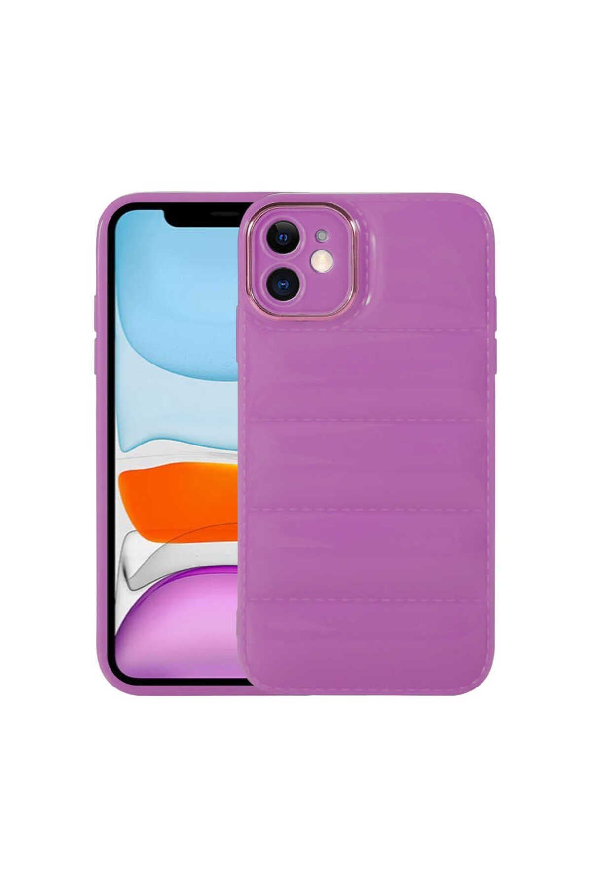 iPhone 11 Uyumlu Kamera Korumalı Parlak AiHTTg'li NVTH Galya Kılıf-Mor