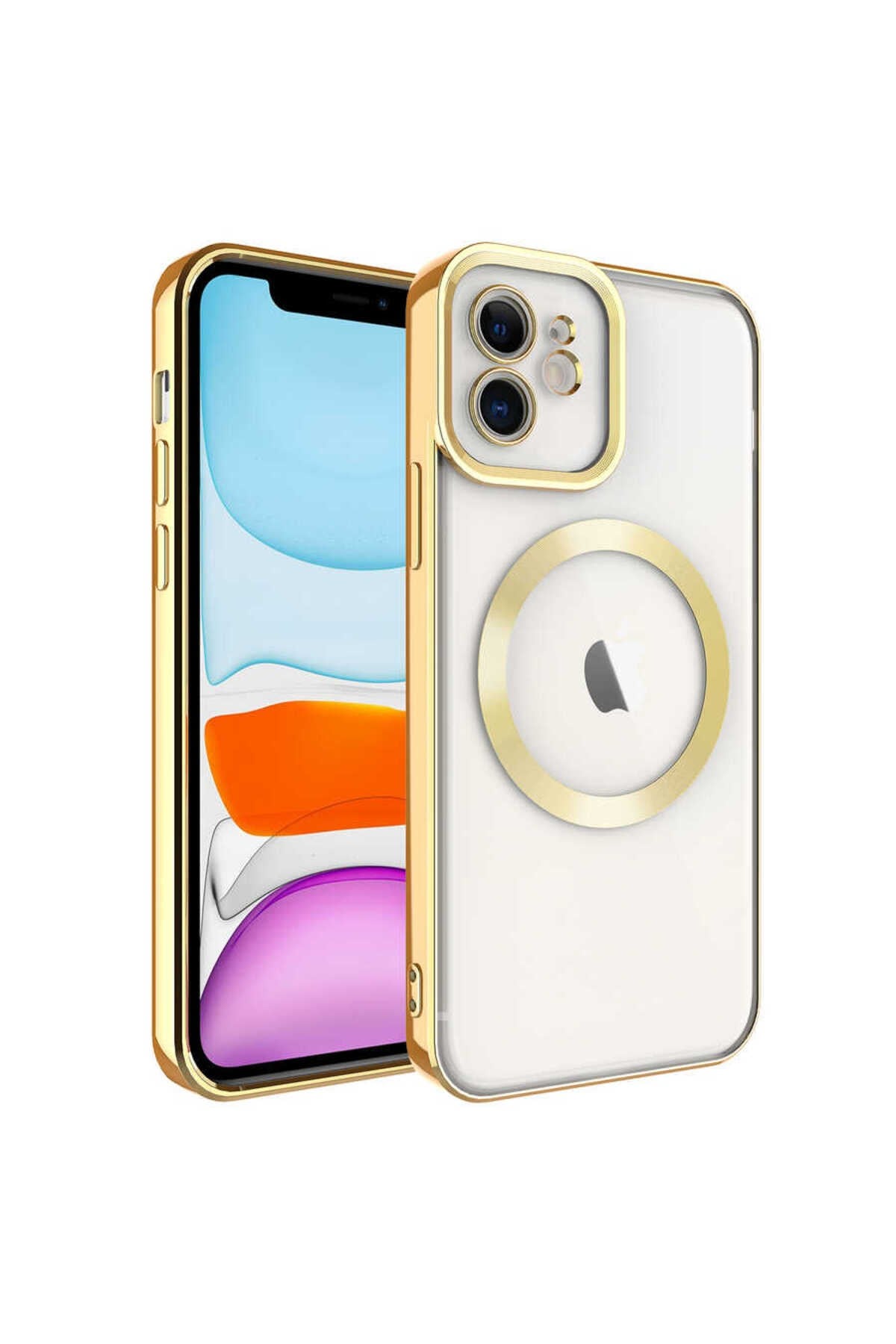 iPhone 11 Uyumlu Magsafe Wireless Şarj Özellikli NVTH Setro Silikon-Gold