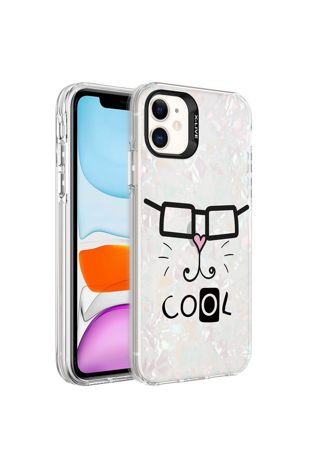 iPhone 11 Uyumlu Mermer Desenli NVTH Marbello Kılıf-Beyaz